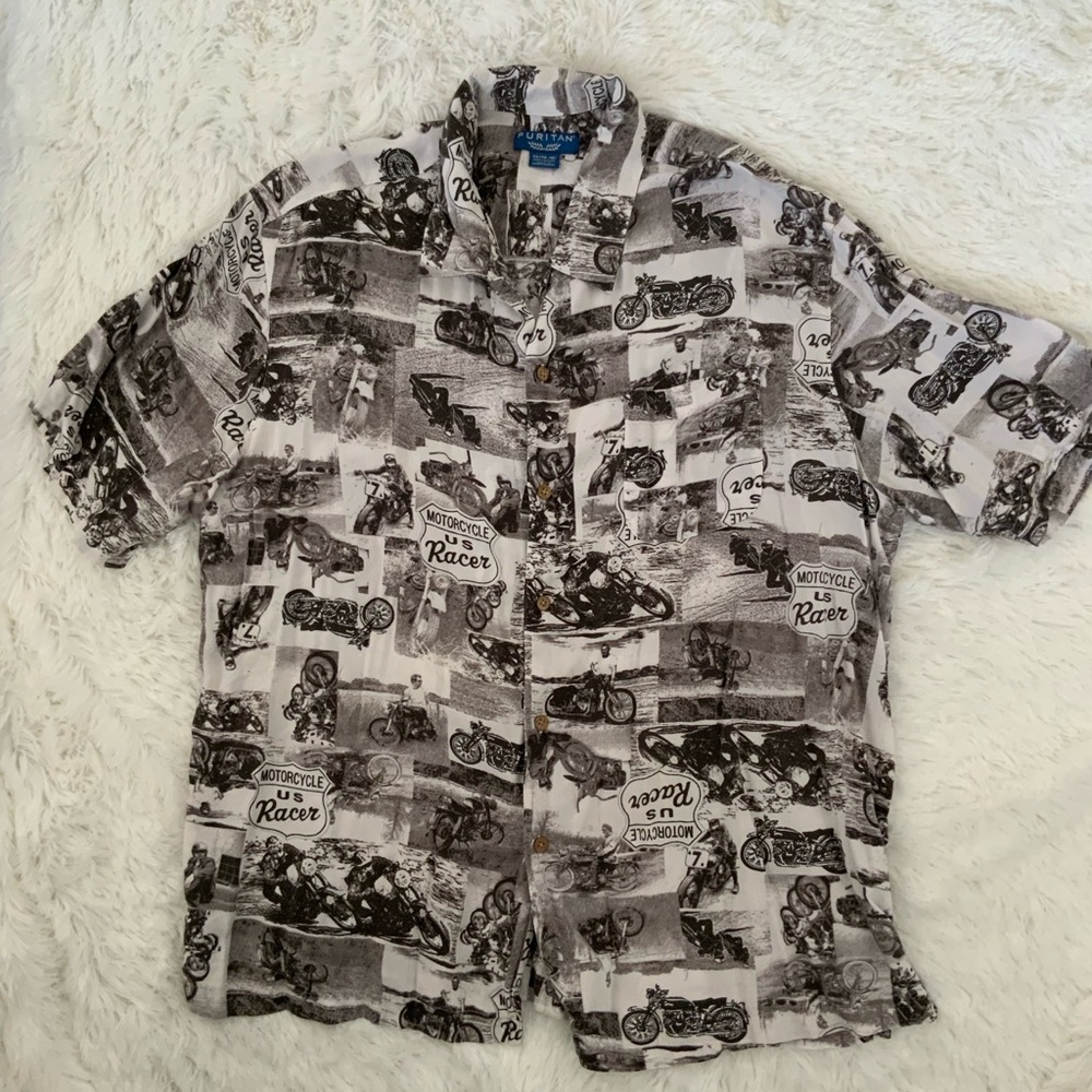 Puritan Black and White Scenic Casual Shirt